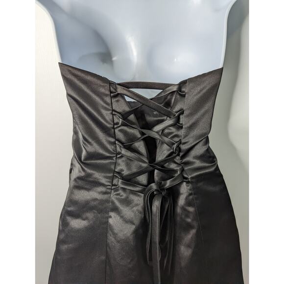 Vintage Y2K 90's Blondie Nites Strapless Formal Mini Dress Black White Tulle Hem - Picture 4 of 11